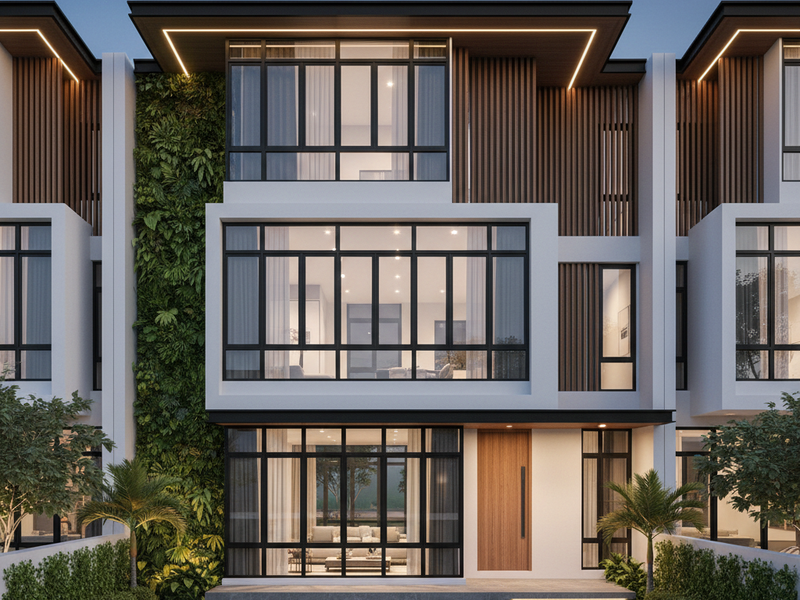 Modern Singapore terrace house 3D render