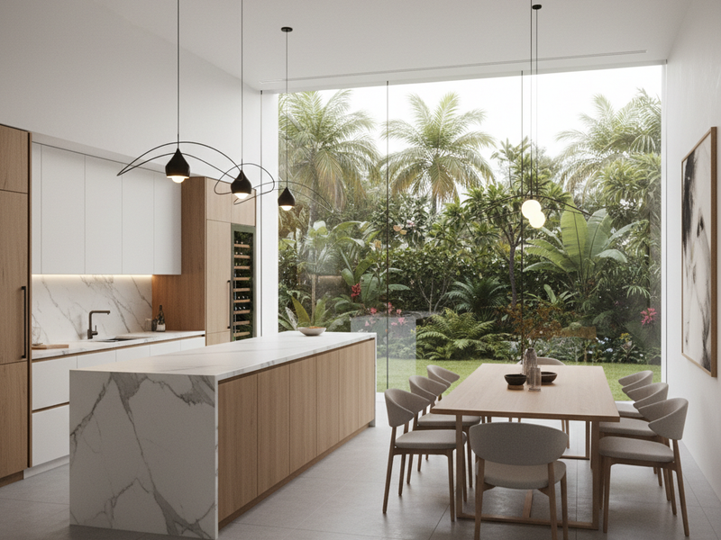 Luxury open-plan kitchen and dining